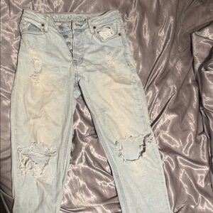 Stylish Light Blue Distressed Women Jeans